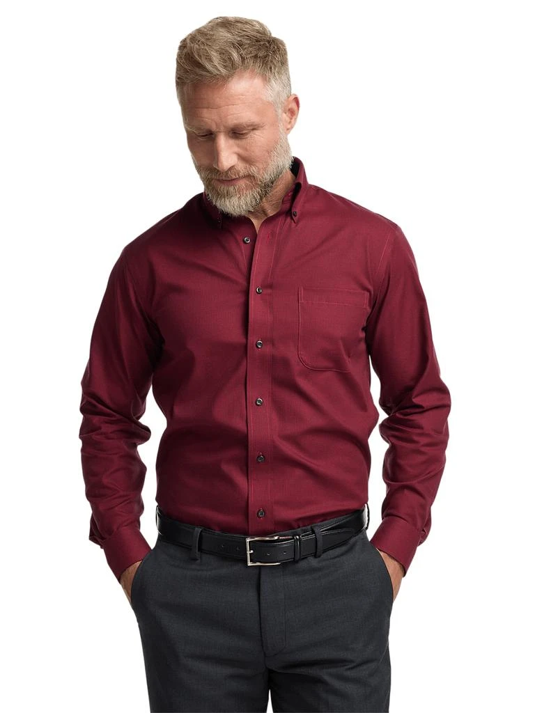 Paul Fredrick Slim Fit Non-iron Cotton Houndstooth Dress Shirt With  Contrast Trim - Shirts - BeyondStyle