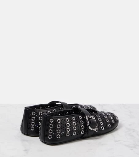 Alaïa Vienne embellished leather ballet flats 2