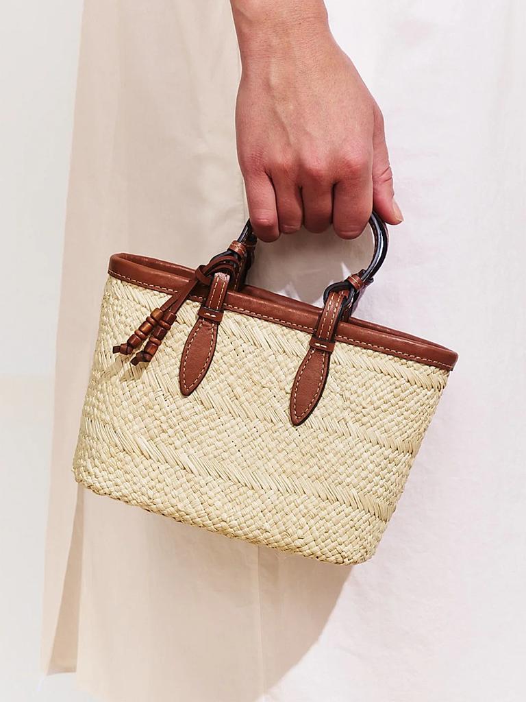 Hunting Season Mini Leather-Trimmed Woven Tote Bag
