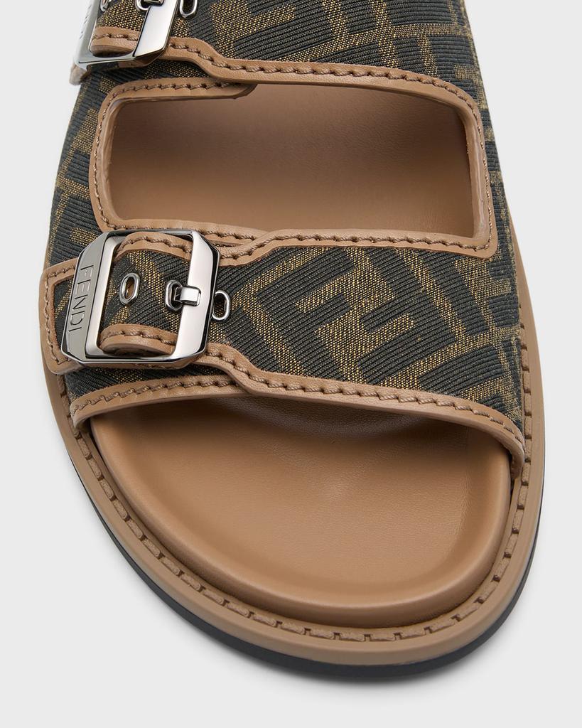 【FENDI】SLIDE CINIGLIA JACQ RIC.LOG◆8R8515AOSI Fendi Diagonal Slides Fabric Brown | Fendi