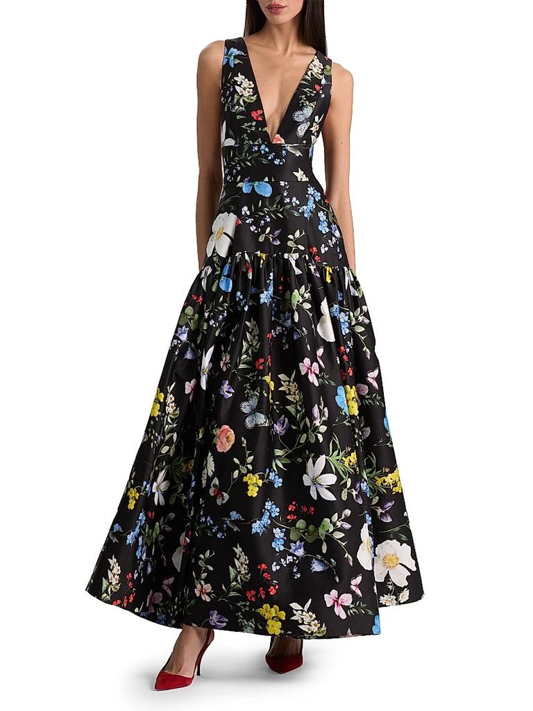 Alice + Olivia Lila Floral Structured Fit 
Flare Gown 2