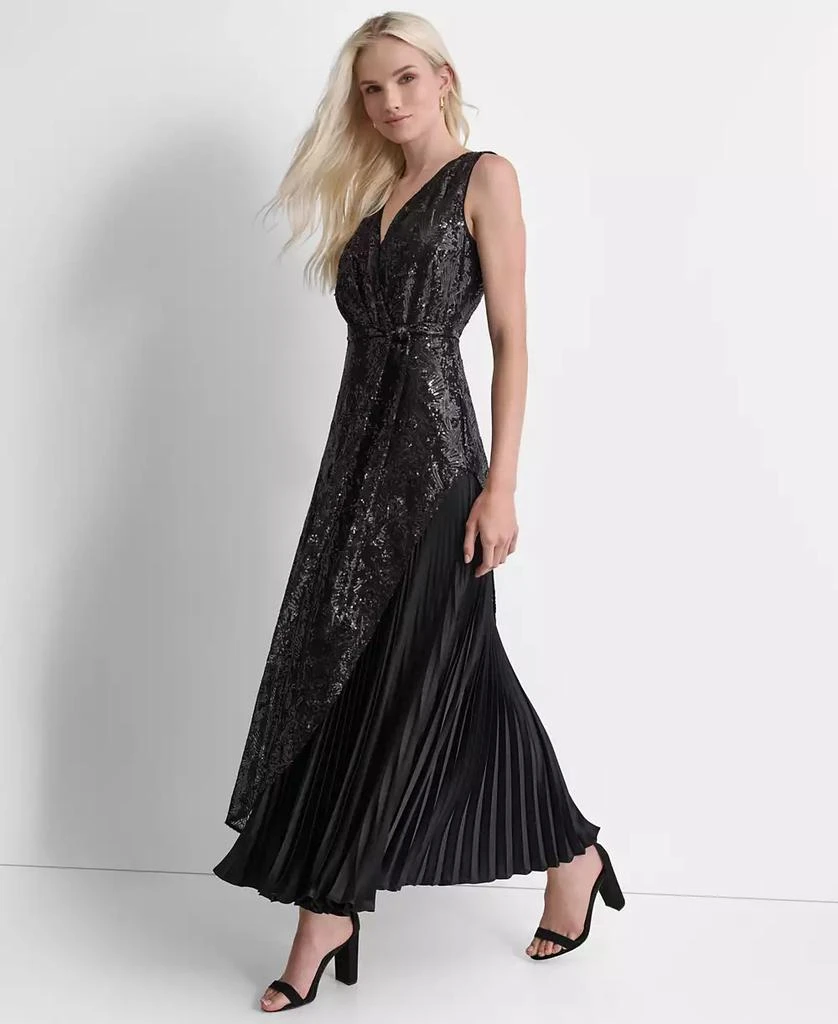 green emerald velvet dress Donna Karan Women's Printed Bow Strapless Gown - Pink