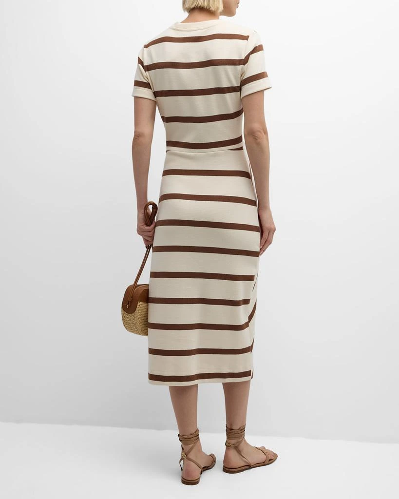 Tanya Taylor Cody Twisted-Waist Short-Sleeve Striped Midi Dress 6