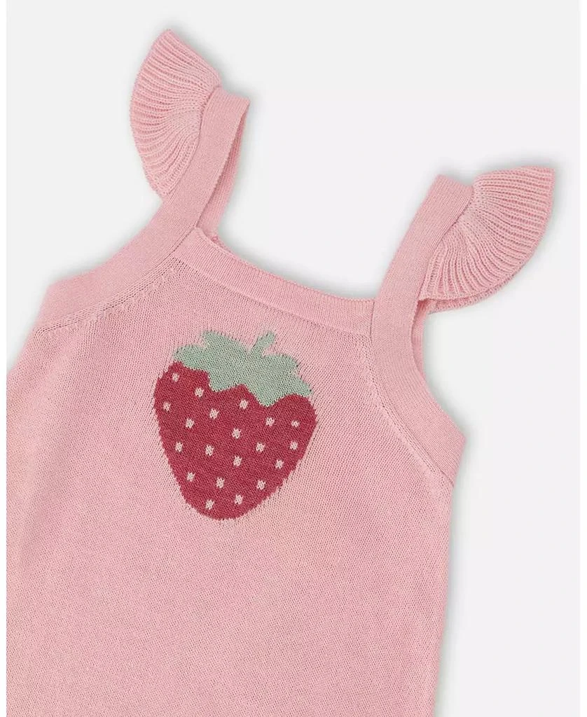 Deux par Deux Baby Girls Knit Strawberry Romper Light Pink 3