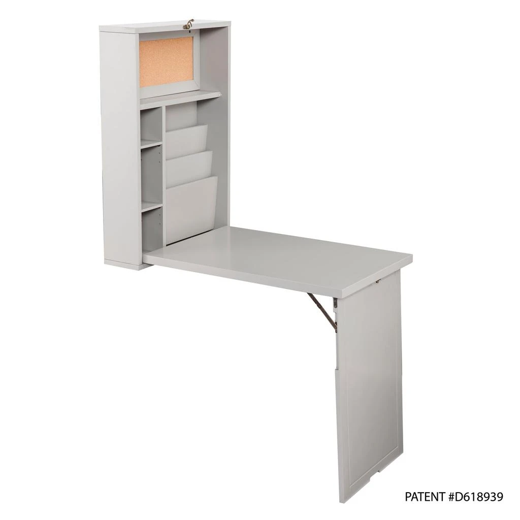 SEI Minford Fold-Out Convertible Wall Mount Desk - Gray 4