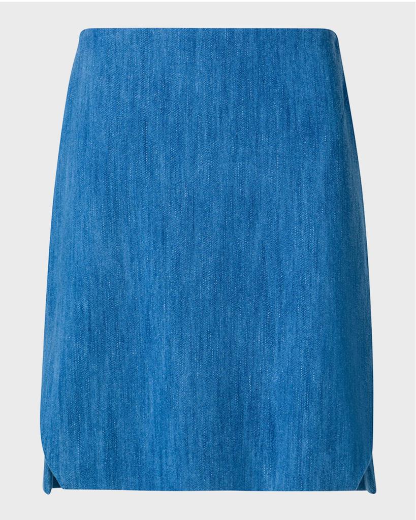 Akris Trapezoid Slits Denim Mini Skirt