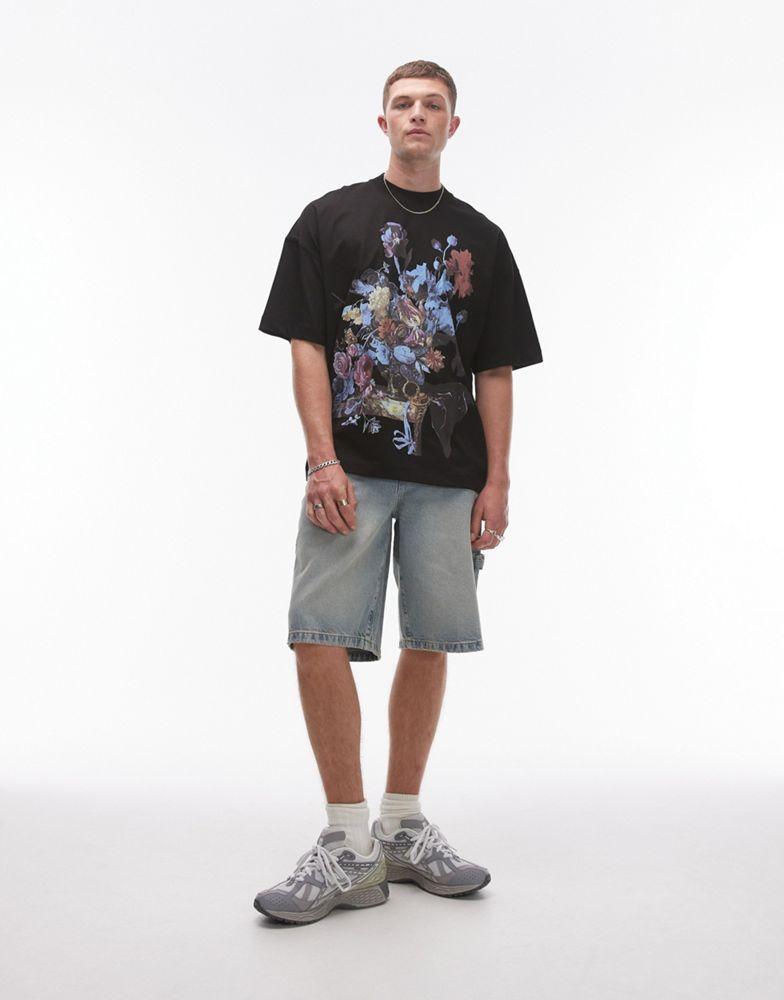 Topman TOPMAN X ASHMOLEAN extreme oversized fit t-shirt with floral print in black