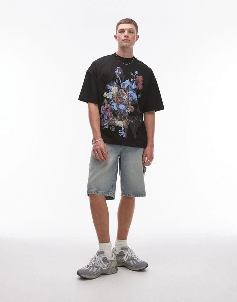 Topman TOPMAN X ASHMOLEAN extreme oversized fit t-shirt with floral print in black 1