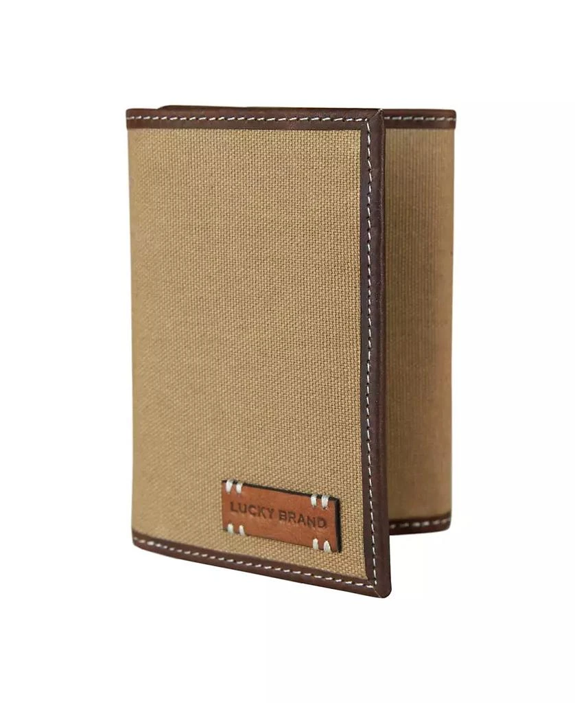 Lucky Brand Men's Canvas with Leather Trim Trifold Wallet 6