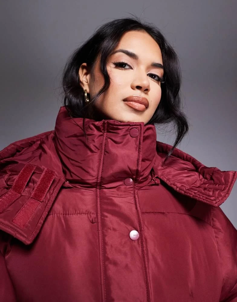 Sixth June Sixth June puffer coat with hood in burgundy 4