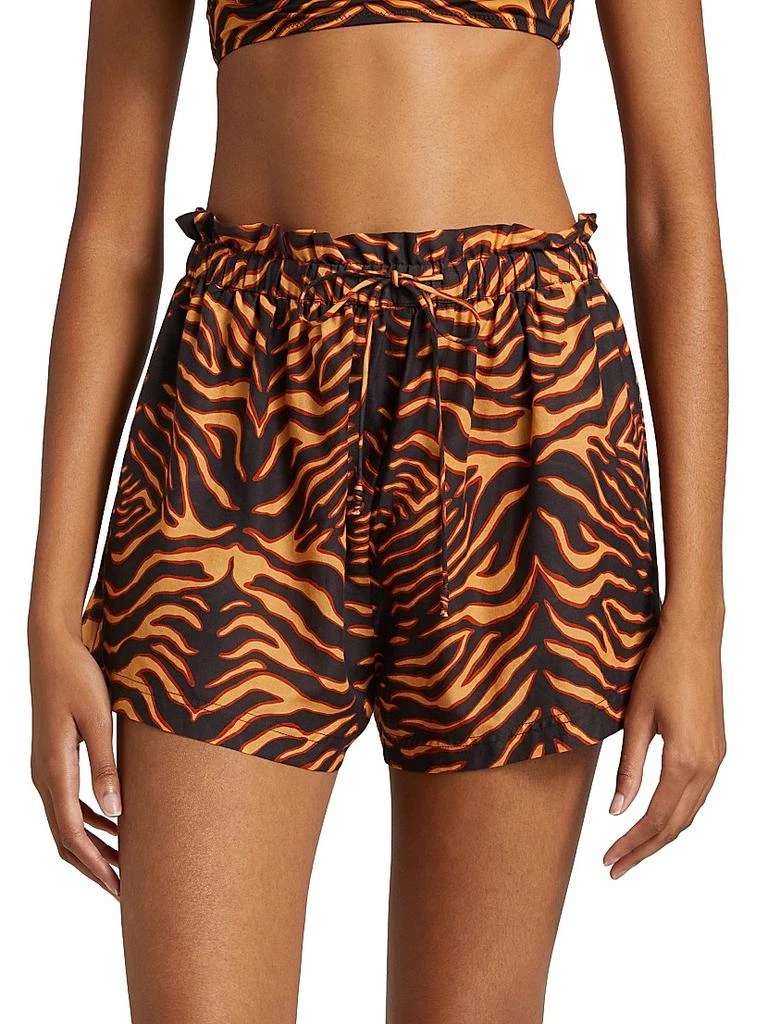 Ulla Johnson Bijou Tiger Cotton-Blend Drawstring Shorts 3