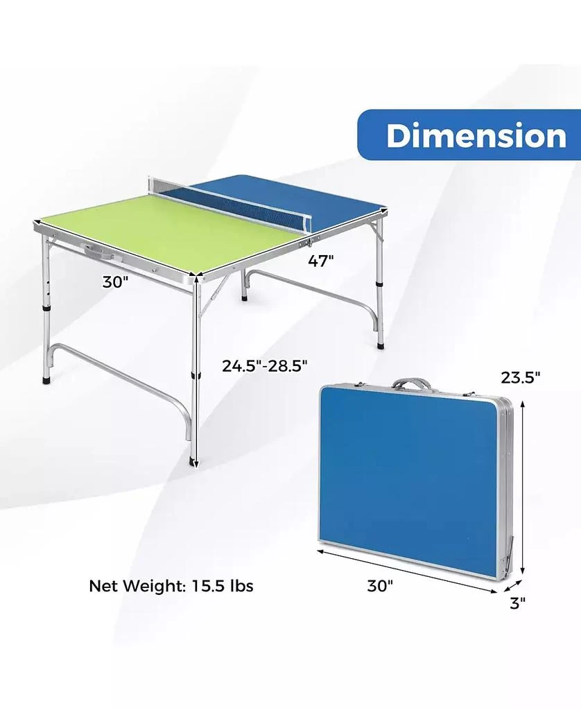 KUYOTQ Foldable Ping Pong Table Game Set Mini Table Tennis Table with Adjustable Height 3