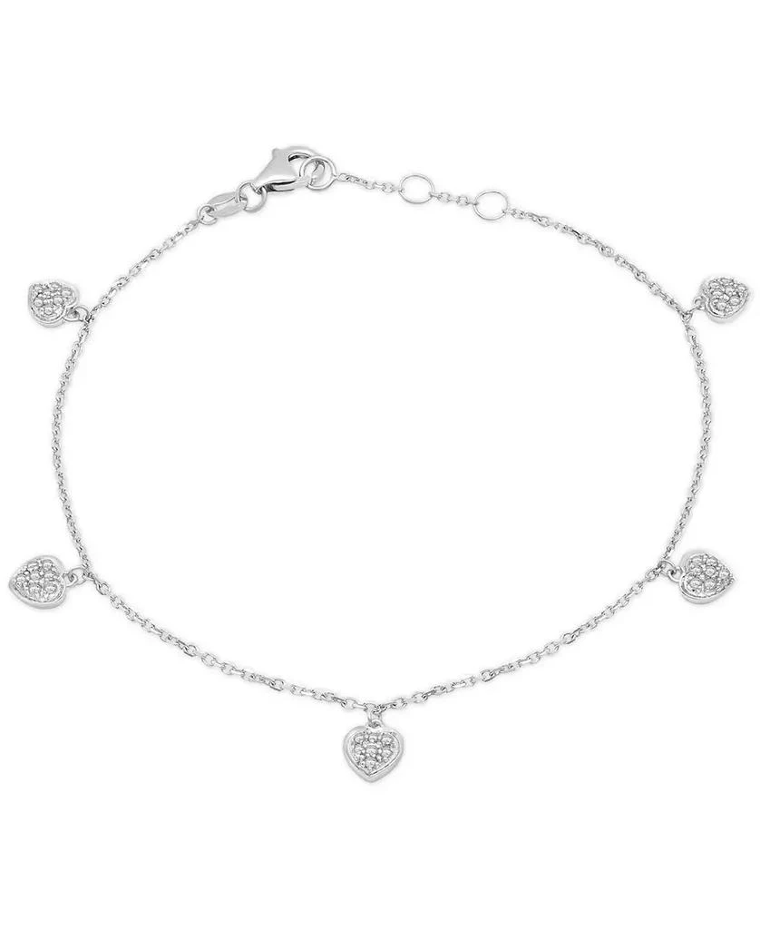 Wrapped Diamond Pavé Dangle Heart Link Bracelet (1/6 ct. t.w.) in 14k White Gold, Created for Macy
s