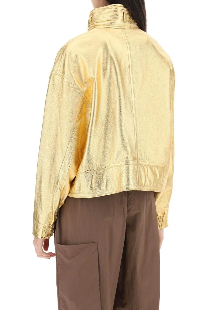 Saks Potts houston Gold-laminated Leather Bomber Jacket 3