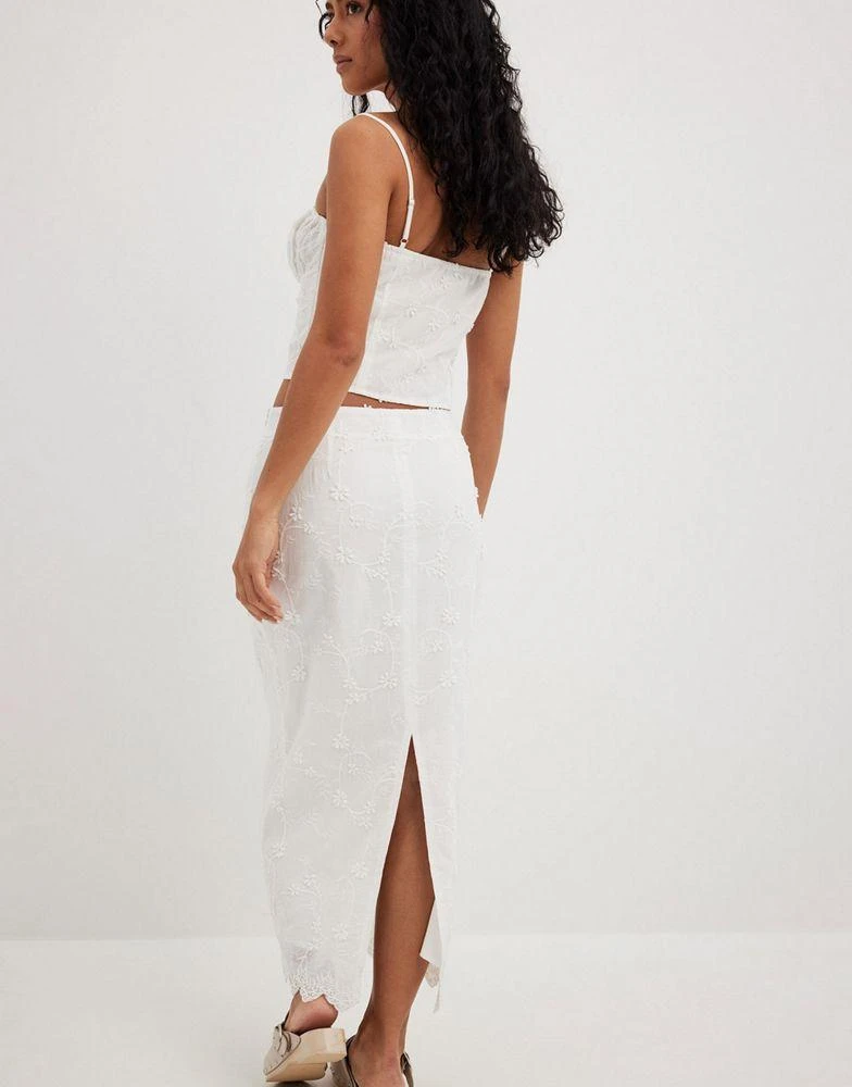 NA-KD NA-KD anglaise midi skirt in white 5