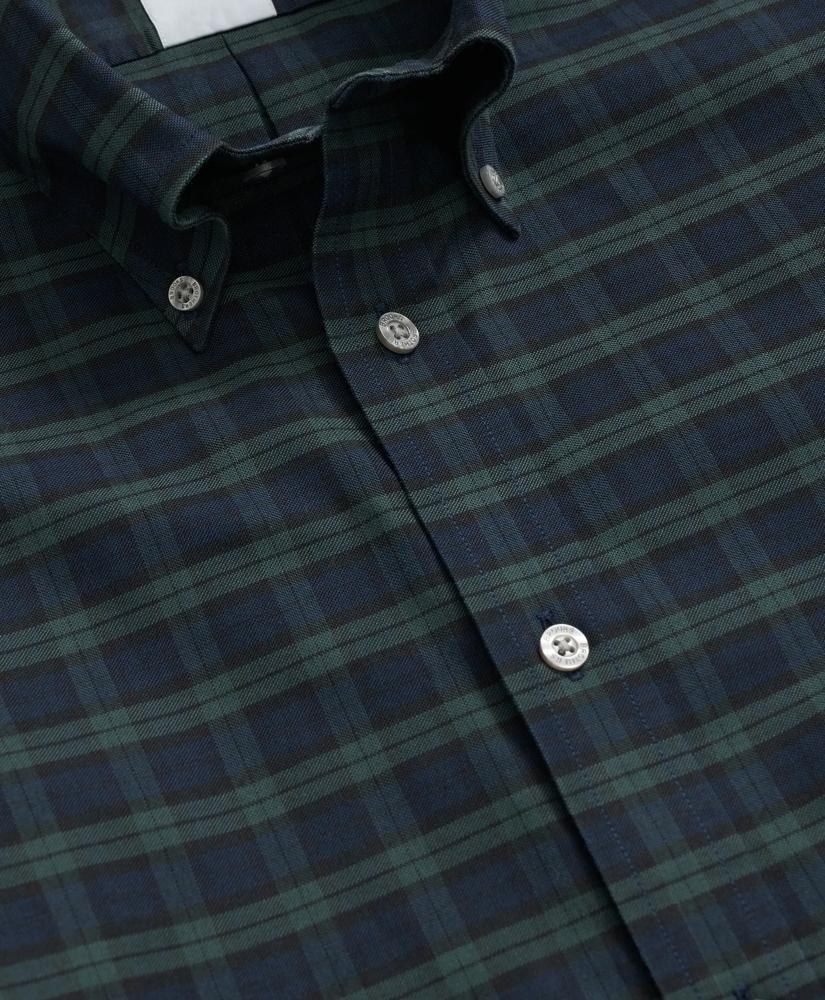 Brooks Brothers Stretch Cotton Non-Iron Oxford Polo Button Down Collar, Black Watch Shirt