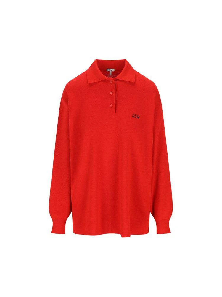 Loewe Loewe Long-Sleeved Knitted Polo Sweater