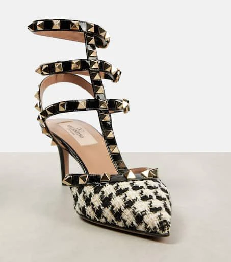 Valentino Rockstud 65 leather-trimmed tweed pumps 5
