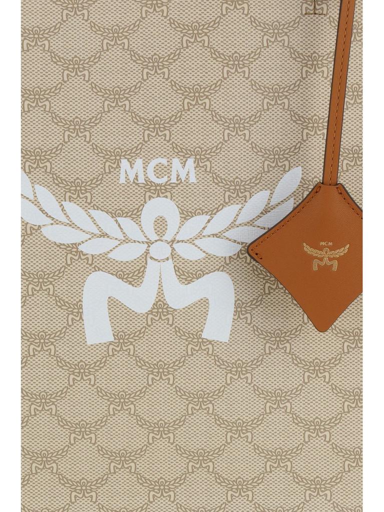Shop MCM Medium Himmel Lauretos Logo Printed Tote Bag on Shop MCM Medium Himmel Lauretos Logo Printed Tote Bag on
