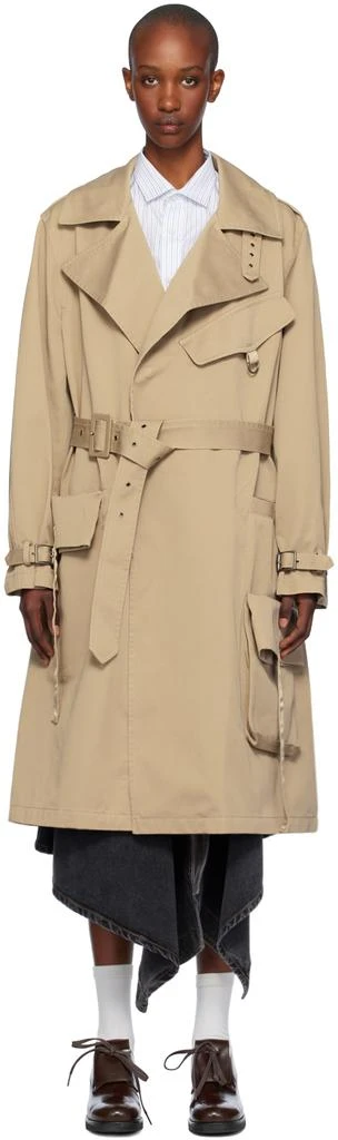 OPEN YY Beige Motorcycle Trench Coat 1