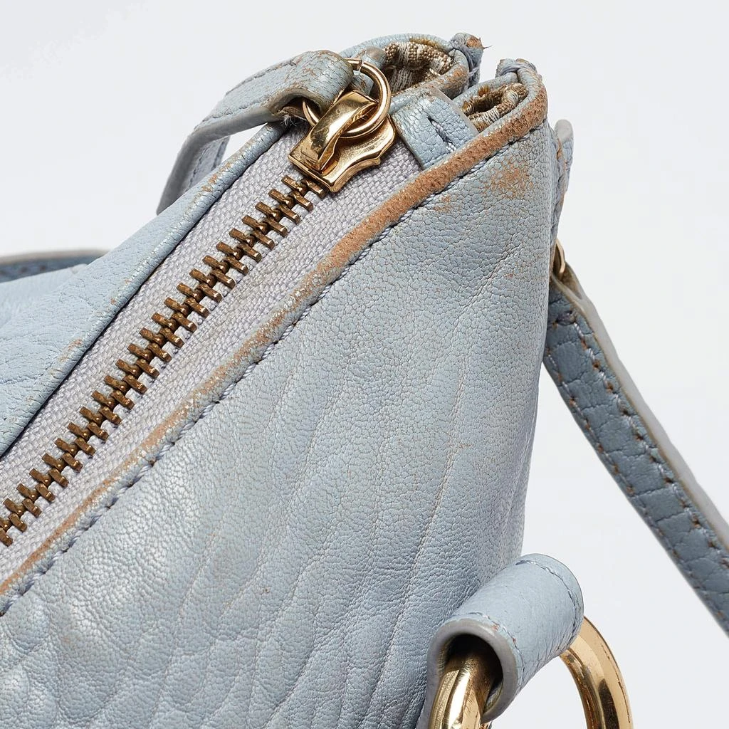 Aigner Aigner Light Blue Pebbled Leather Hobo 6