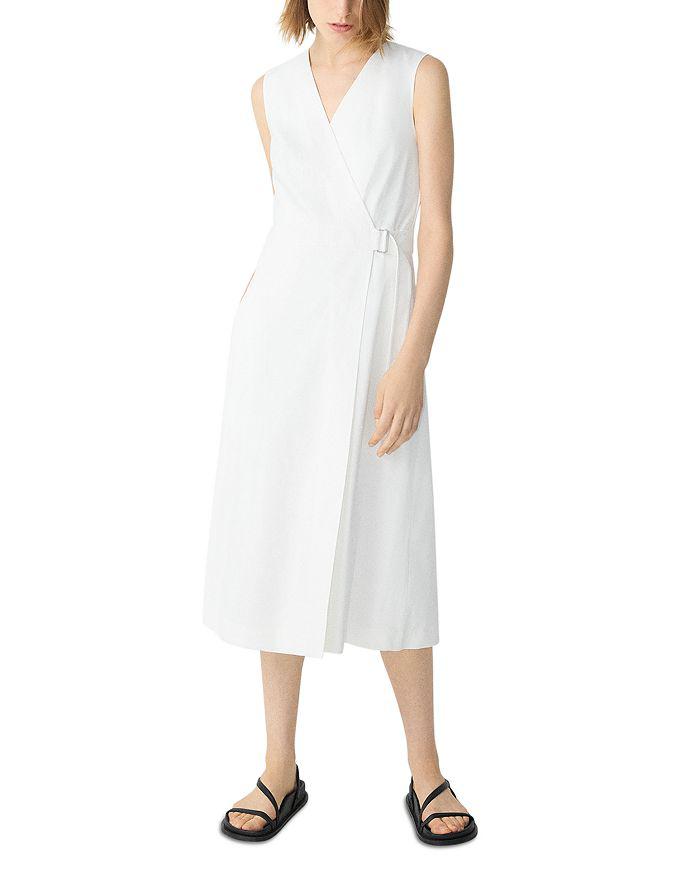 Theory Sleeveless Linen Blend A-line Wrap Dress