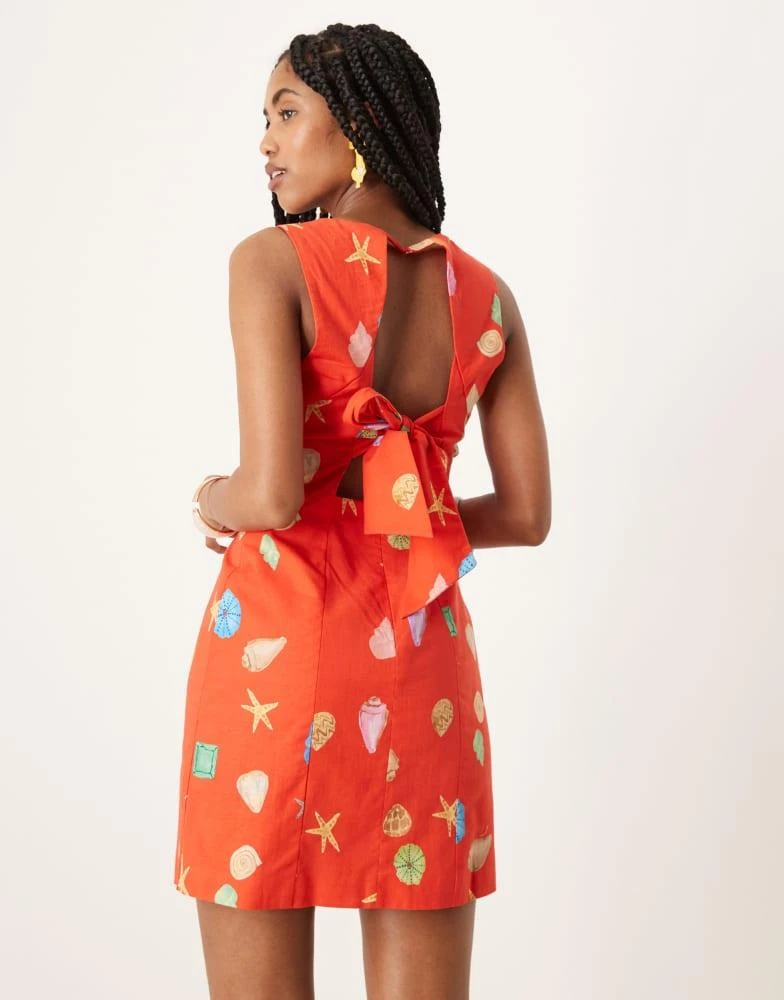Never Fully Dressed Never Fully Dressed rainbow shell print mini shift dress in red 2