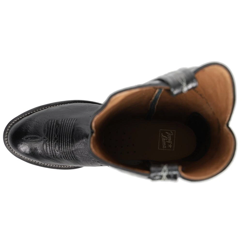 Tony Lama Bonham 13 Inch Smooth Ostrich Embroidered Round Toe Pull On Cowboy Boots 4