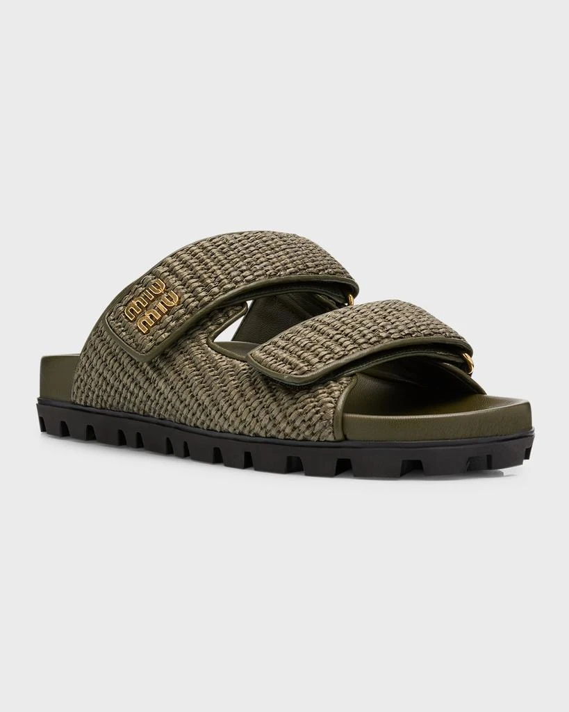 Miu Miu Raffia Dual-Grip Comfort Sandals 3