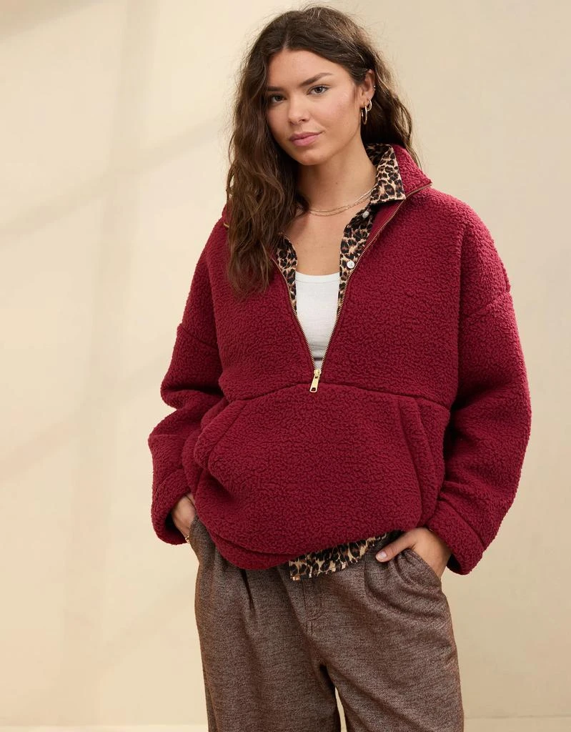 Aerie Aerie Sherpa Quarter Zip Sweatshirt 1
