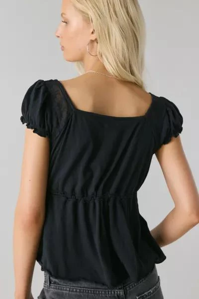 Kimchi Blue Kimchi Blue Lulu Lace-Trim Babydoll Flyaway Blouse 4