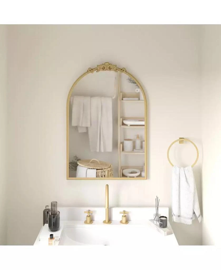EMMA+OLIVER Monte Arched Wall Mirror with Baroque Style Detail, and Aluminum Backed Glass for Clarity for Entryways, Bathrooms 
More