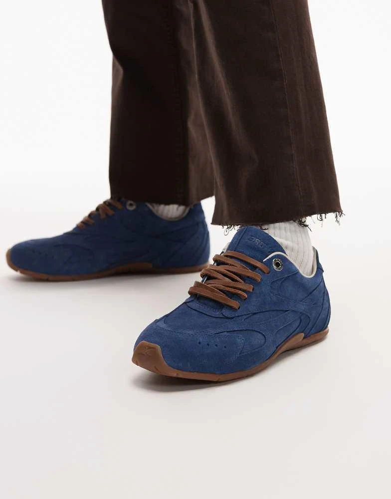 Bronx Bronx Myr-aa lace up trainers in denim blue suede