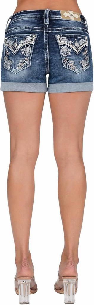 Miss Me Mid-Rise Sparkle Studded Shorts