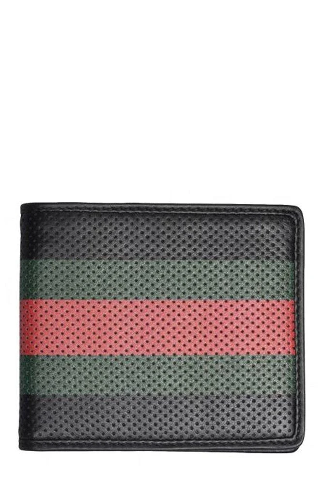 Gucci Gucci Perforated Web Detailed Bi-Fold Wallet