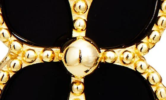 Savvy Cie Jewels Yellow Gold Vermeil Onyx Flower Stud Earrings 3