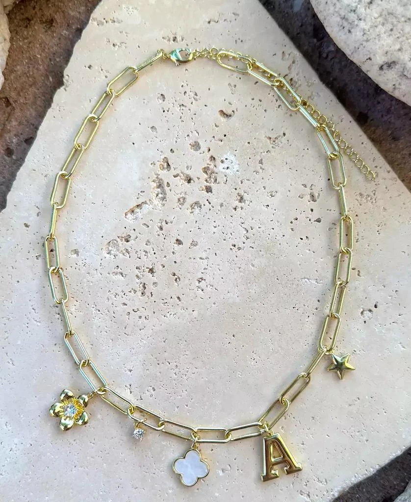 ADORNIA Gold Initial Chunky Charm Necklace 4