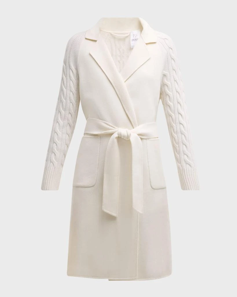 TSE Cashmere Double-Face Cable-Knit Cashmere Coat 1