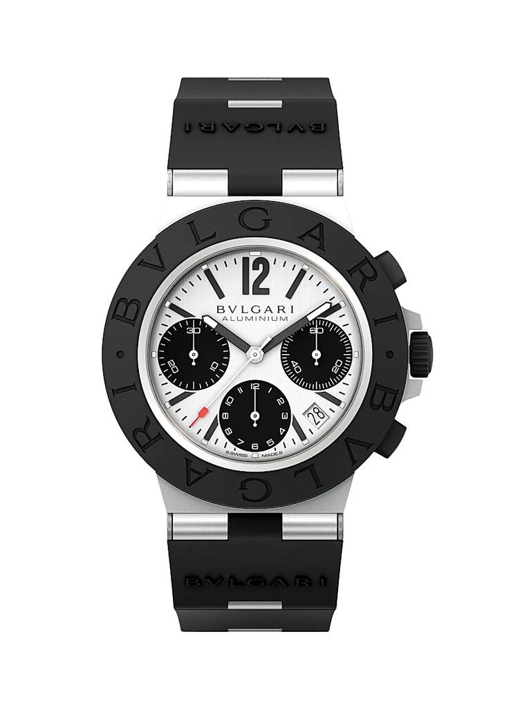 BVLGARI Two-Tone Aluminium-Titanium & Rubber Chronograph Bracelet Watch 1