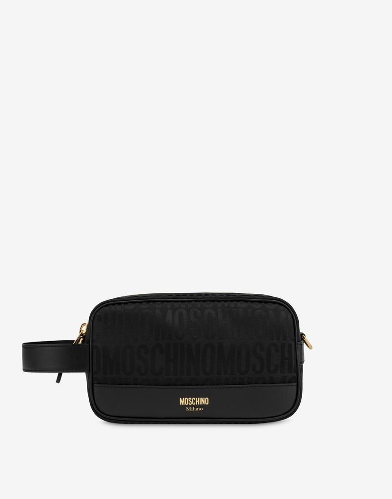 Moschino Allover Logo Nylon Wash Bag