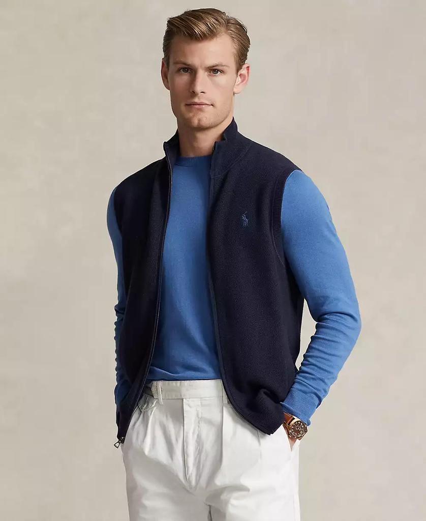 Ralph Lauren Men's Mesh-Knit Cotton Full-Zip Sweater Vest