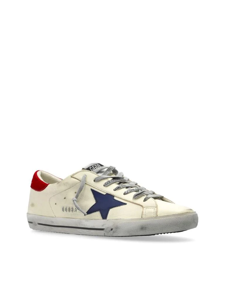 Golden Goose SUPER-STAR SNEAKERS WITH DISTRESSED FINISH, RED LEATHER STAR AND BLUE LEATHER HEEL TAB 4