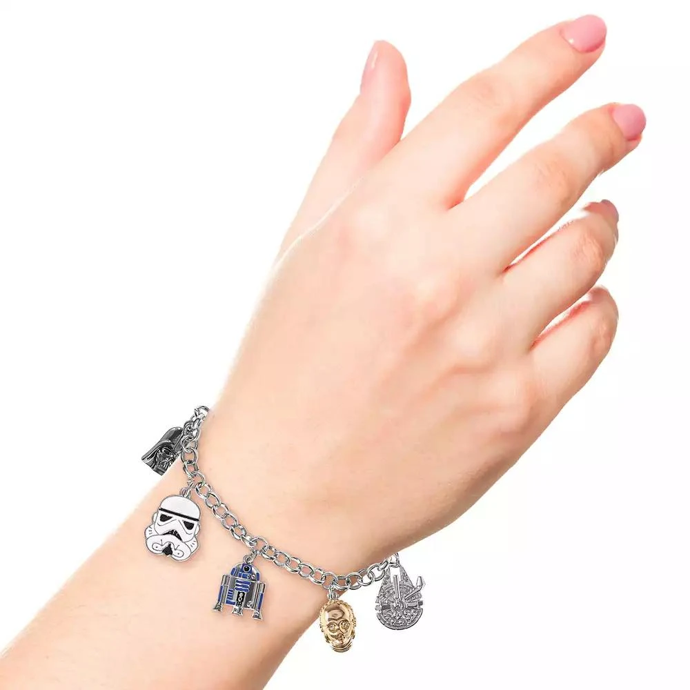 Star Wars Two-Tone Charm Bracelet - Stormtrooper, R2-D2, C-3PO Collectible Jewelry 4