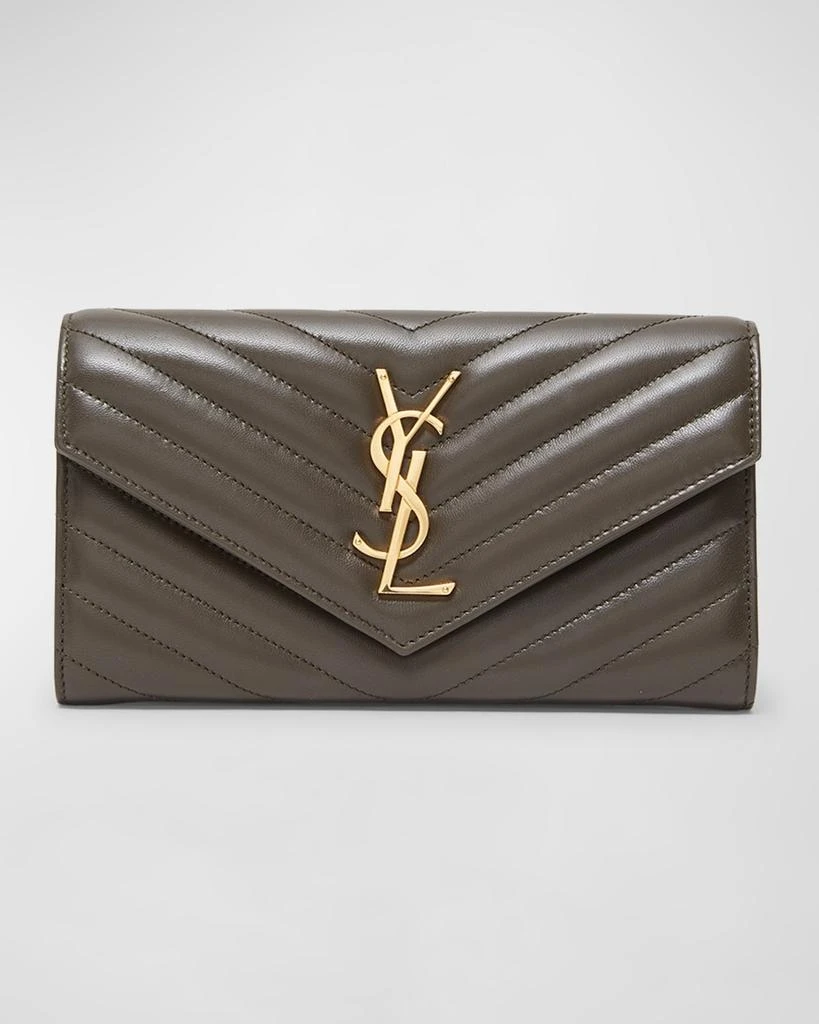 YSL Monogram Large Envelope Flap Wallet in Smooth Leather