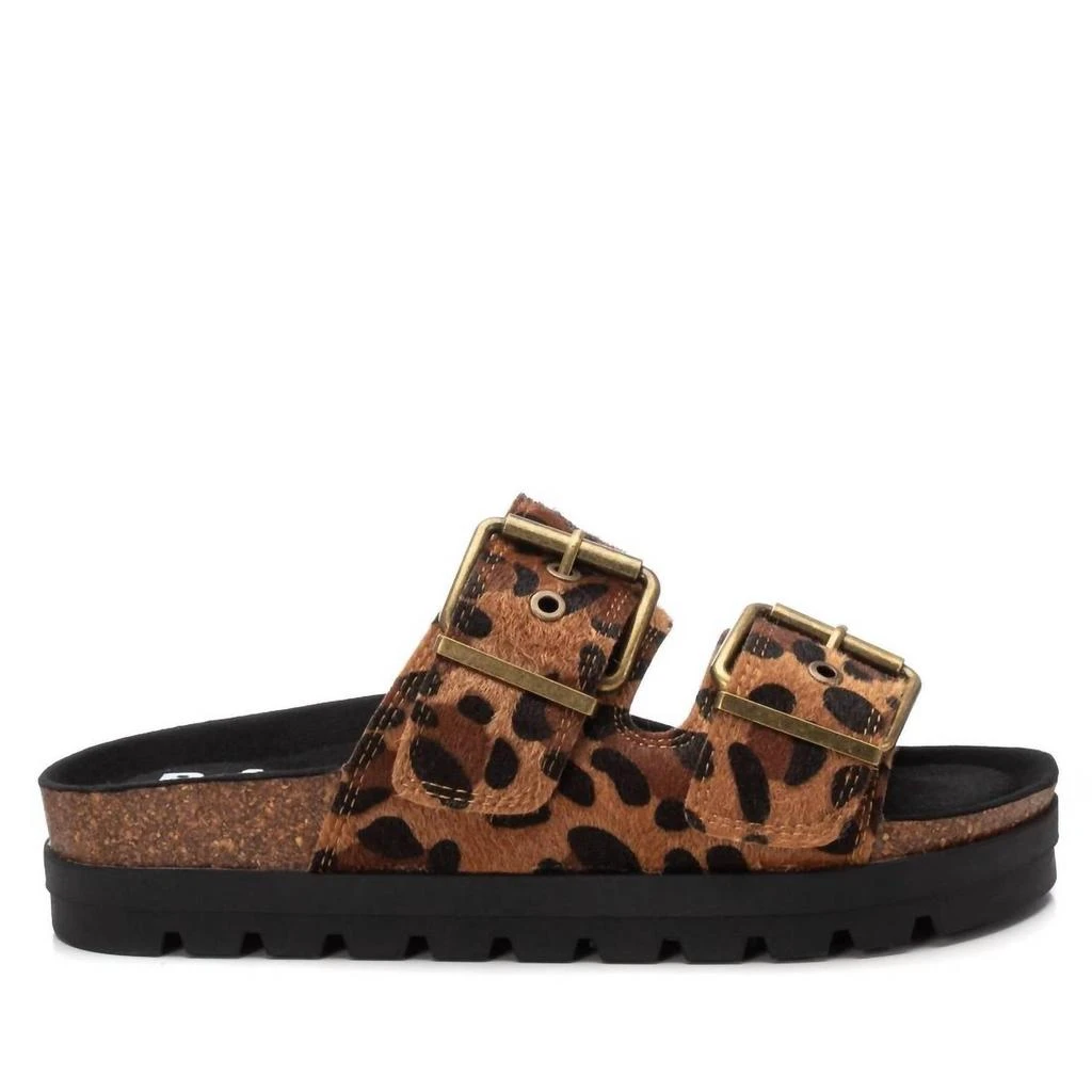 Xti Women's Textured Platform Sliders Sandals In Camel 1