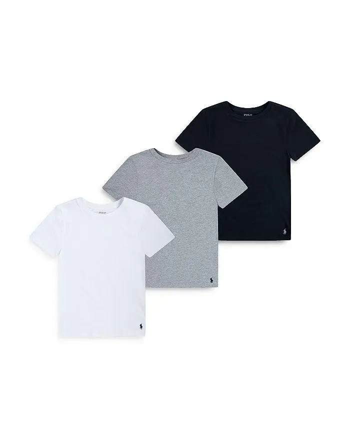 Ralph Lauren Boys' Cotton Stretch Crewneck Tees, Pack of 3 - Big Kid