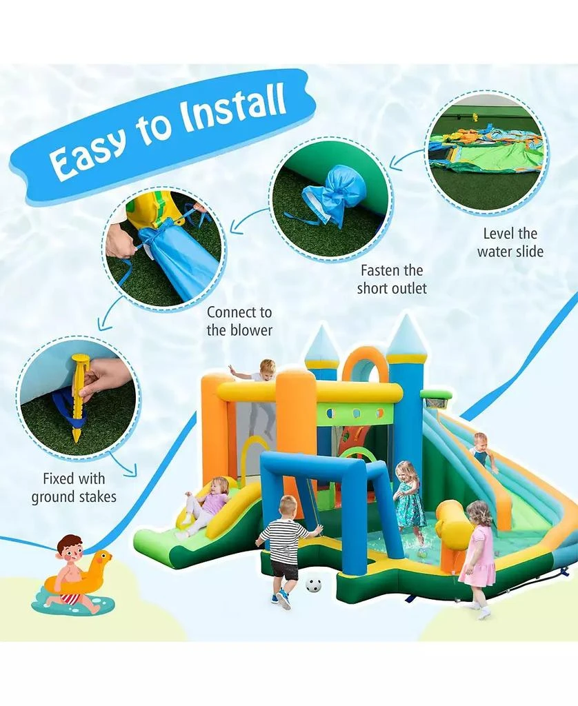 GOUUN Inflatable Water Slide with Dual Slides and Splash Pool Bounce House with 680W Blower 4