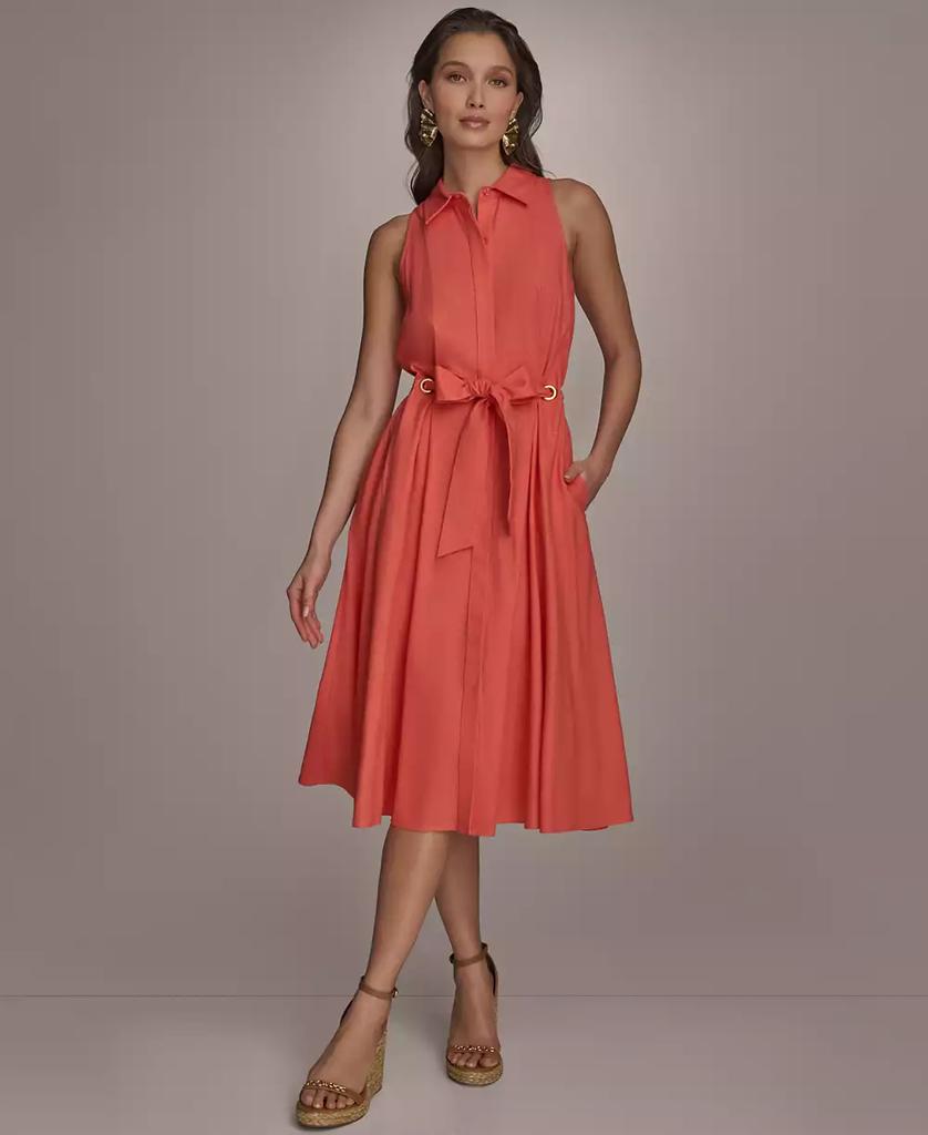 Donna Karan Women's Belted Linen Shirt Dress