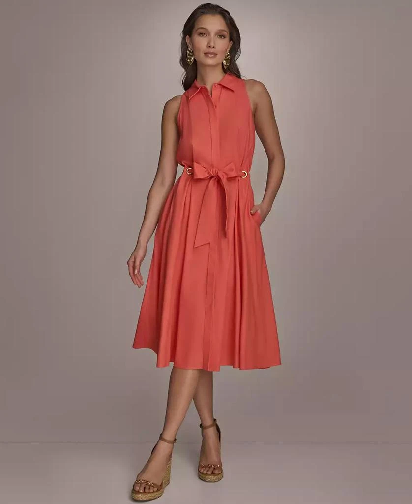 Donna Karan Women's Belted Linen Shirt Dress 1