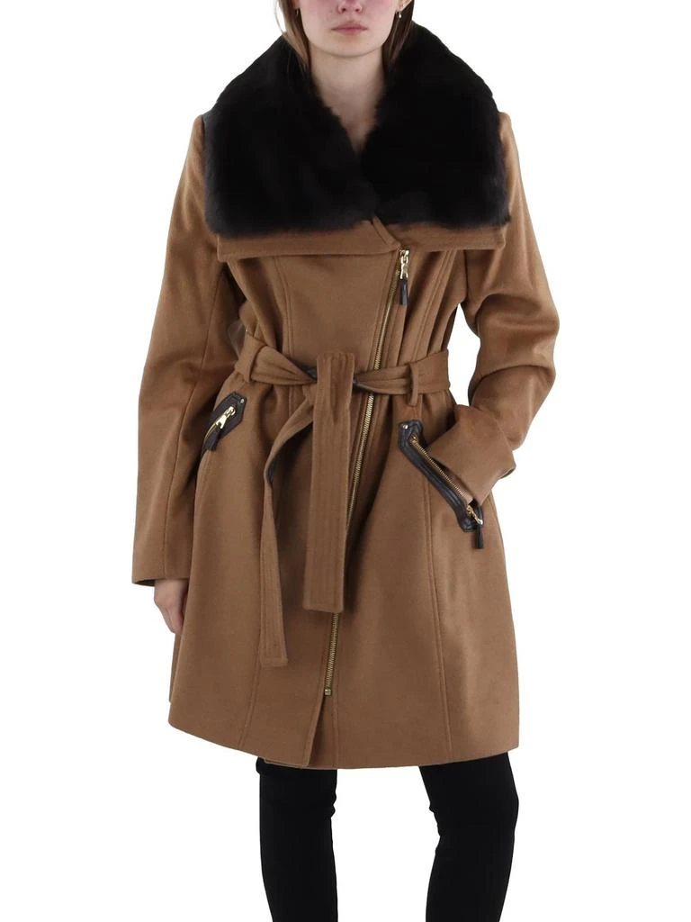 Via Spiga Kate Womens Wool Blend Faux Fur Trench Coat 2